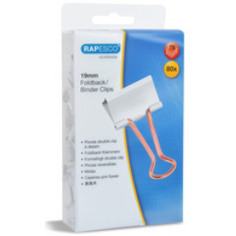 RAPESCO Pince double-clip, (L)19mm, blanc/or rose, 80 pièces