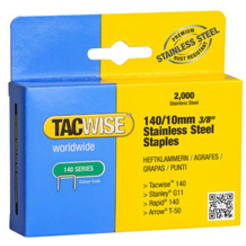 TACWISE Agrafes 140/8 mm, acier inoxydable, 2.000 pièces