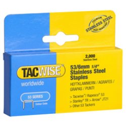 TACWISE Agrafes 53/10 mm, acier inoxydable, 2.000 pièces