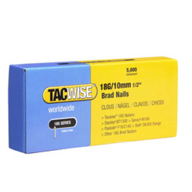 TACWISE Clous 18G/10 mm, galvanisé, 5.000 pièces