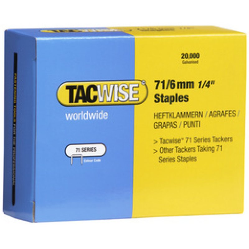 TACWISE Agrafes 71/12 mm galvanisées, 20.000 pièces