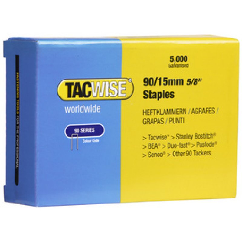 TACWISE Agrafes étroites 90/15 mm galvanisées, 5.000 pièces