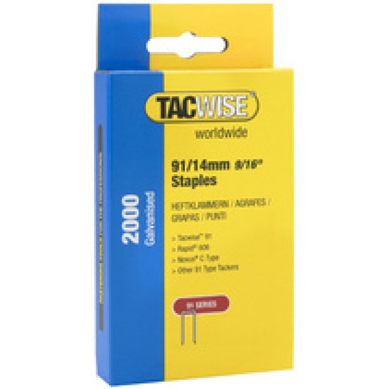TACWISE Agrafes étroites 91/14 mm galvanisées, 2.000 pièces