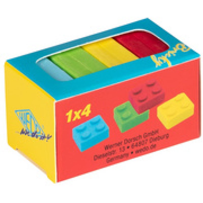 WEDO Gomme en plastique brique "BRICKY", set de 4