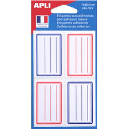 APLI Etiquettes pour livre, blanc/gris, 37 x 55 mm, lignées