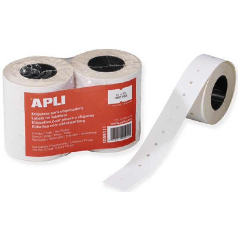 APLI Etiquette pour pince à étiqueter, 26 x 16 mm, blanc