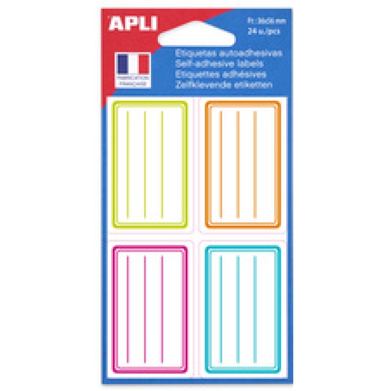 APLI Etiquettes pour livre, rouge/bleu, 36 x 56 mm, lignées