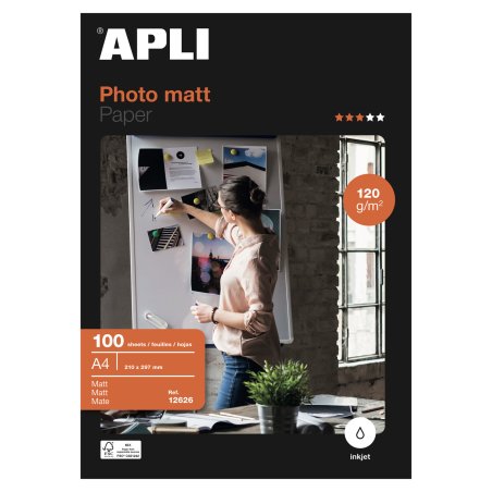 APLI 12626 papier photos A4 Blanc Mat