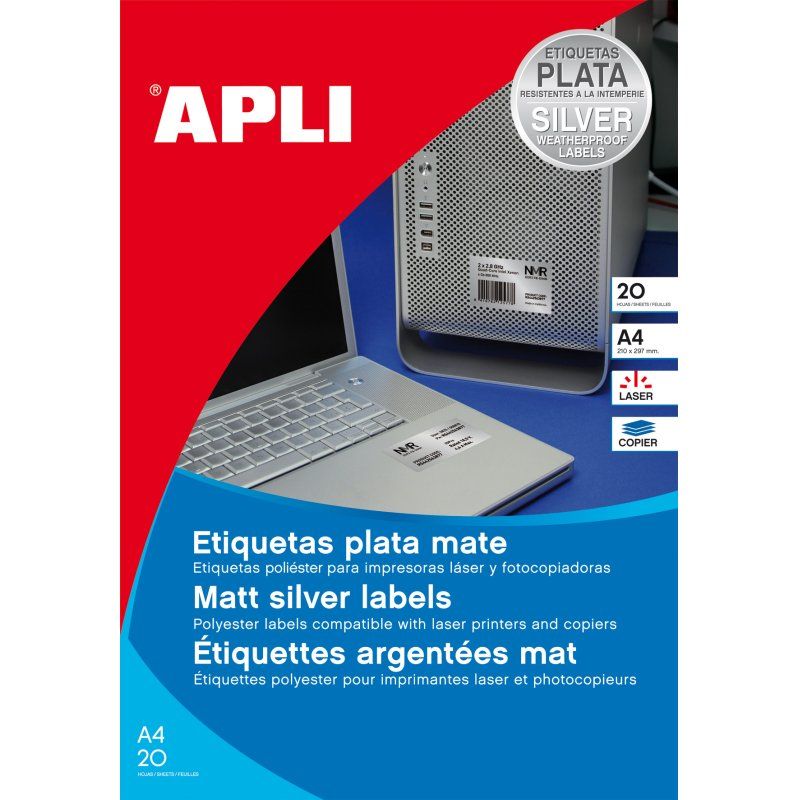 APLI 10071 étiquette auto-collante Argent 20 pièce(s)