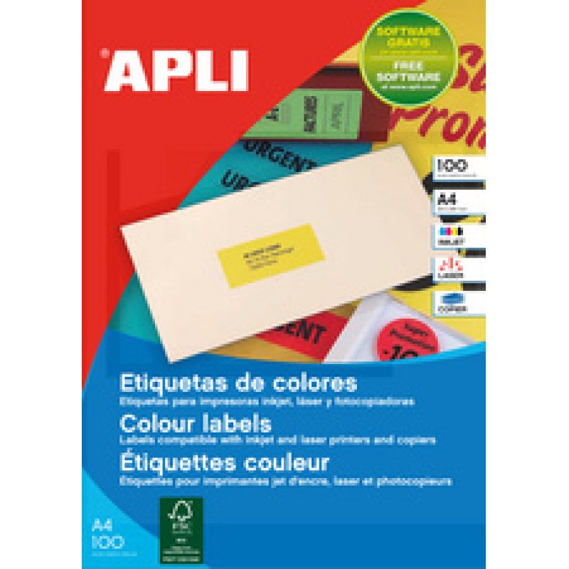 APLI Etiquette d'adresse, 70 x 31 mm, coins droits, vert