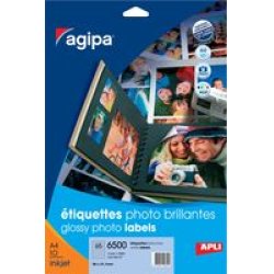 Agipa Inkjet Glossy photo labels 10 A4 self-adhesive label 10 pc(s)