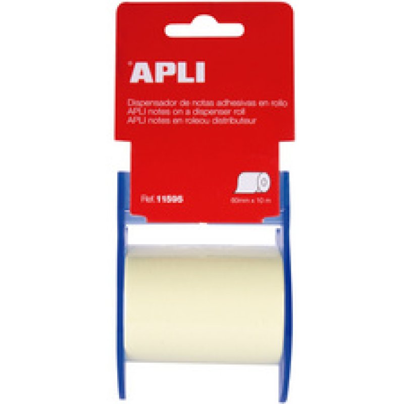 APLI Notes adhésives en rouleau, 10 m x 60 mm, jaune