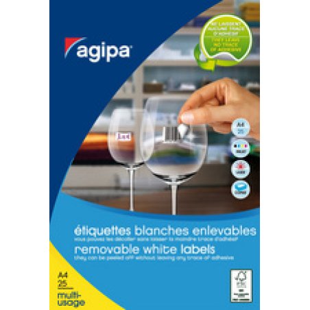 agipa Etiquette universelle, 18 x 12 mm, enlevable, blanc