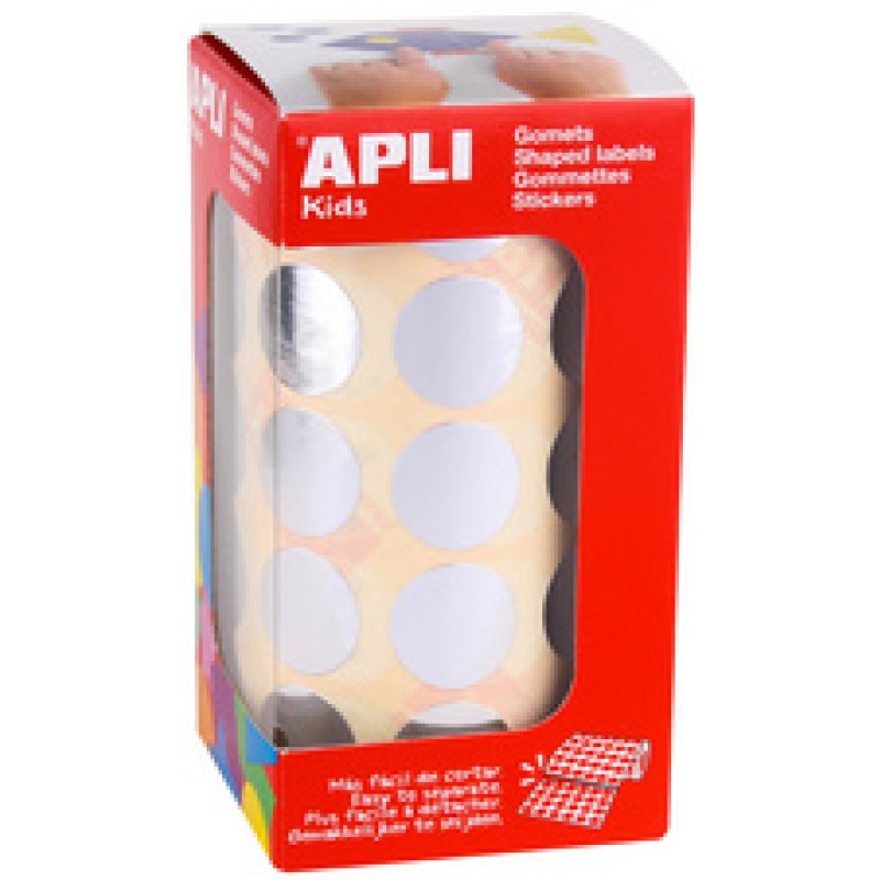 APLI kids Gommettes "Rond" en rouleau, argent