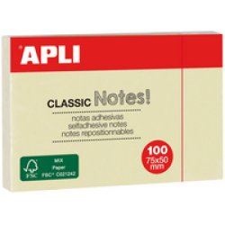 APLI Notes adhésives "CLASSIC Notes!", 75 x 75 mm, jaune