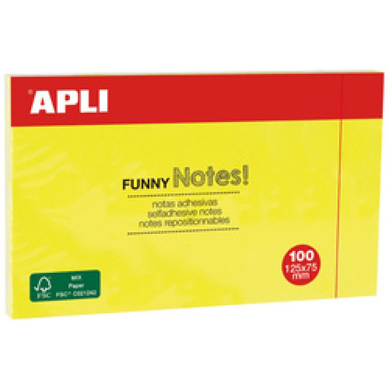 APLI Notes adhésives "FUNNY Notes!", 75 x 75 mm, rose fluo