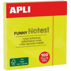 APLI Notes adhésives "FUNNY Notes!", 125 x 75 mm, jaune fluo