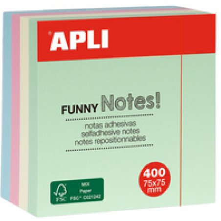 APLI Cube de notes adhésives "FUNNY Notes!", 125 x 75 mm