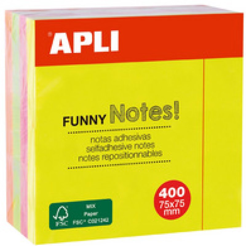 APLI Cube de notes adhésives "FUNNY Notes!", 125 x 75 mm