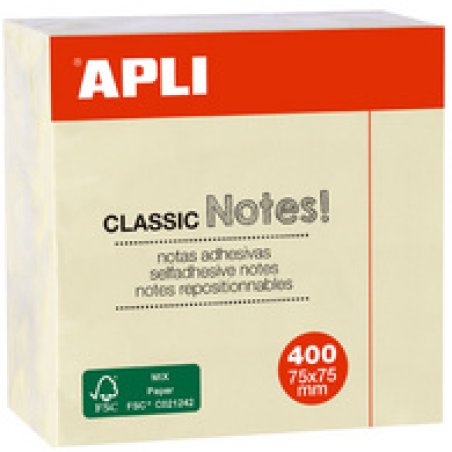 APLI Cube de notes adhésives "CLASSIC Notes!", 75 x 75 mm