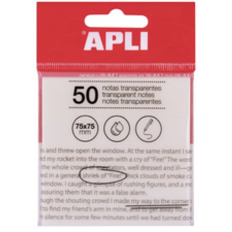 APLI Notes adhésives, 75 x 75 mm, incolore transparent