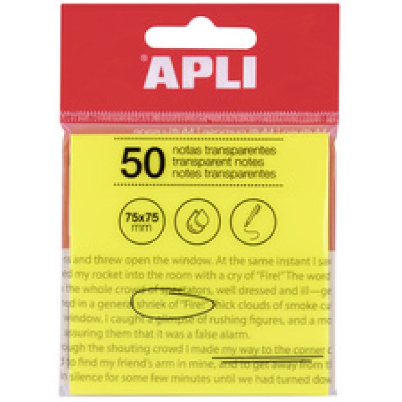 APLI Notes adhésives, 75 x 75 mm, incolore transparent