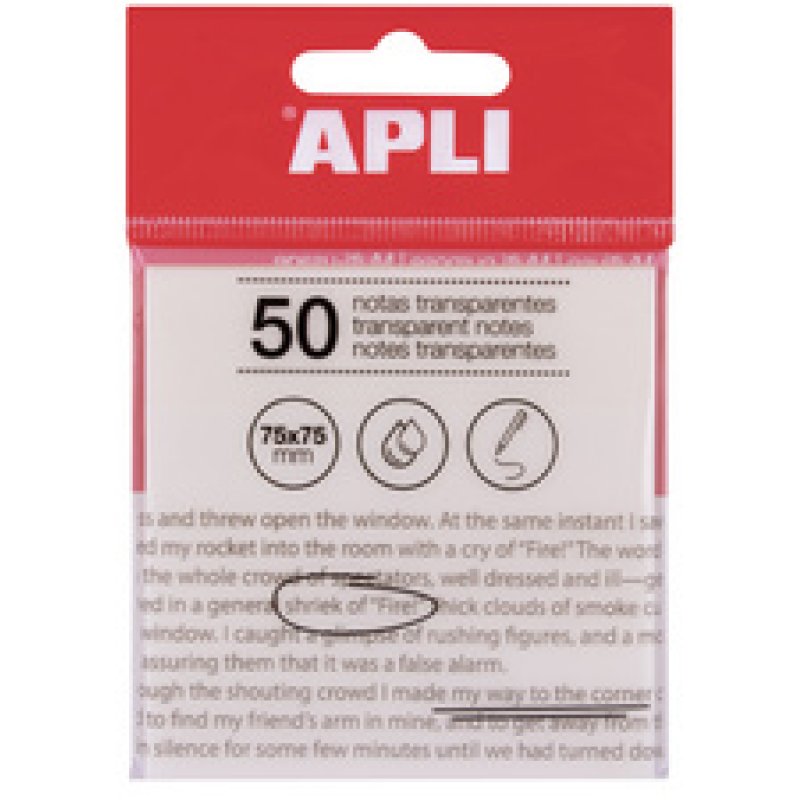 APLI Notes adhésives, 75 x 75 mm, jaune transparent