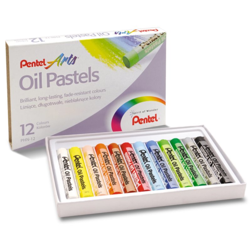 PentelArts Pastels à huile PHN4, étui en plastique de 12
