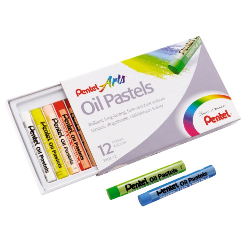 PentelArts Pastels à huile PHN4, étui en plastique de 12