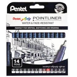 Pentel Feutre technique permanent Pointliner, set de 14