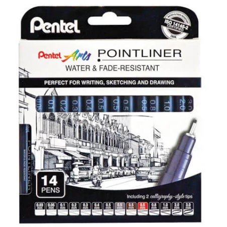 Pentel Pointliner 14-piece cardboard pack YS20P-14