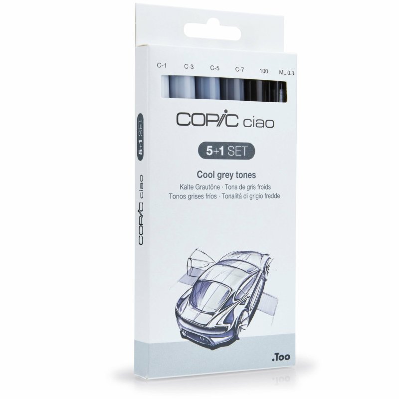 Copic Ciao 5 1 Set Cool Grey marqueur 6 pièce(s) Pointe de ciseau à bois/brosse Gris, Gris clair
