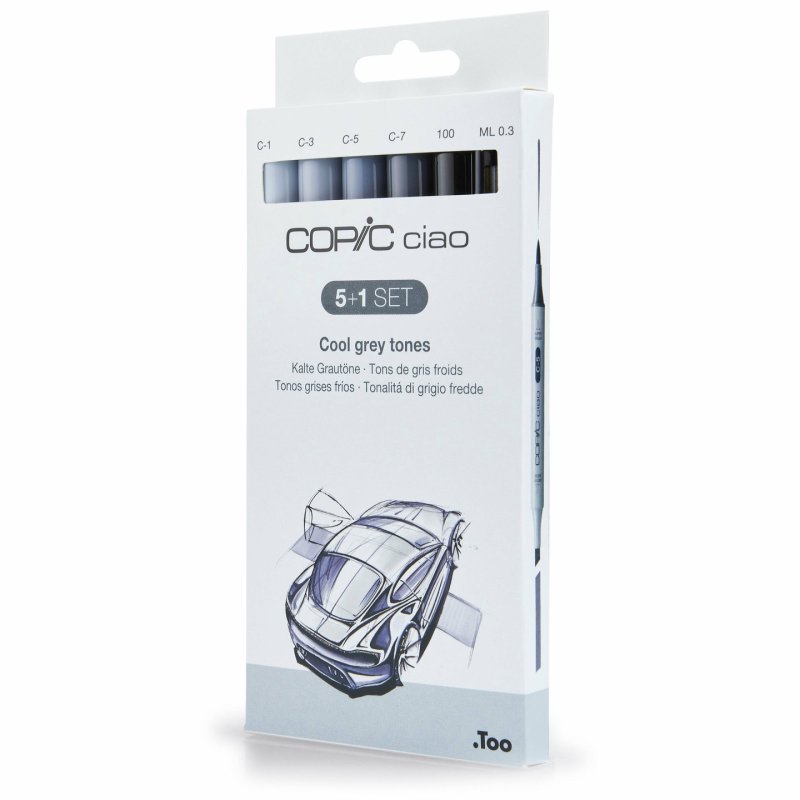 Copic Ciao 5 1 Set Cool Grey marqueur 6 pièce(s) Pointe de ciseau à bois/brosse Gris, Gris clair