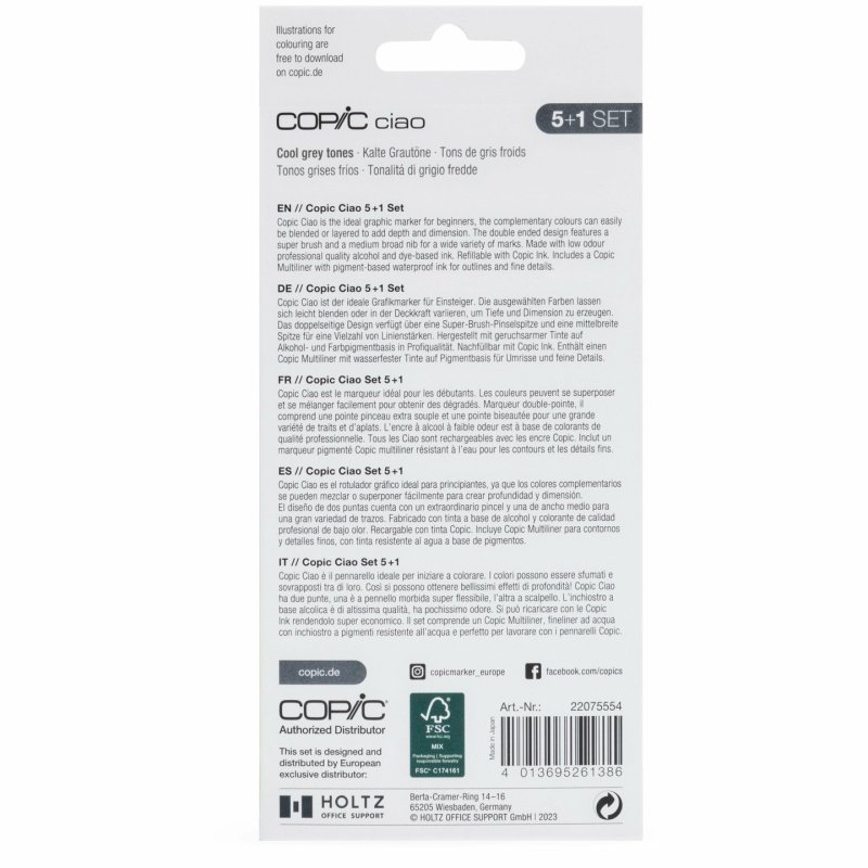 Copic Ciao "5 1" Set Cool grey tones, 6 pcs