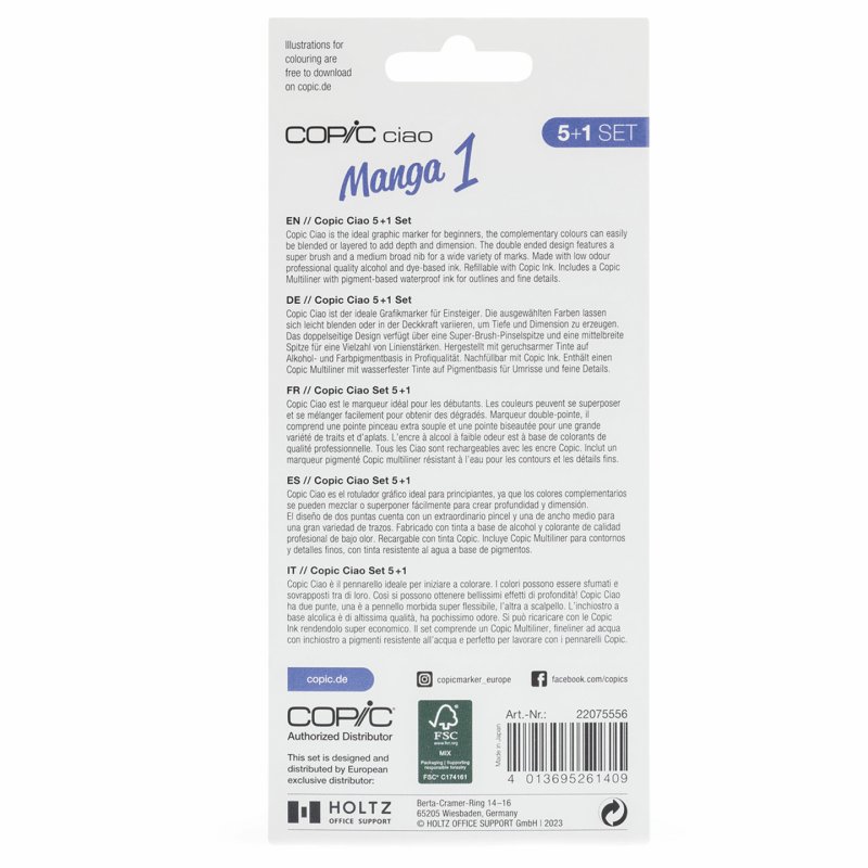 Copic Ciao "5 1" Set Manga 1, 6 pcs
