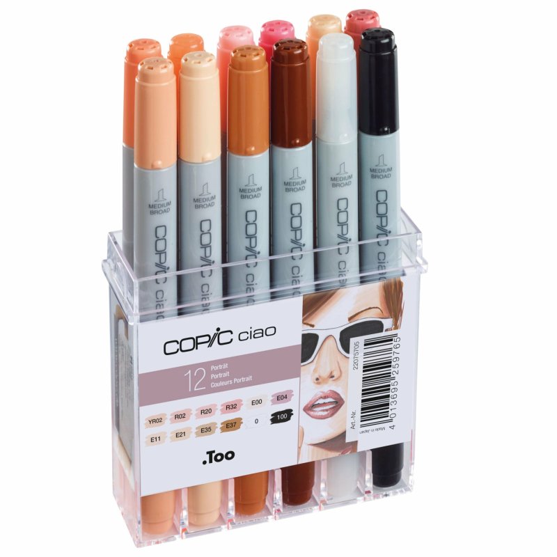 Copic Ciao Portrait Colours marqueur 12 pièce(s) Pointe de ciseau à bois/brosse Multicolore