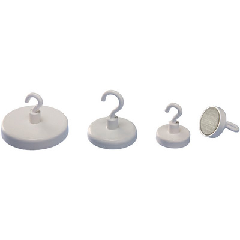 magnetoplan Aimant à crochet, blanc, diamètre: 47 mm