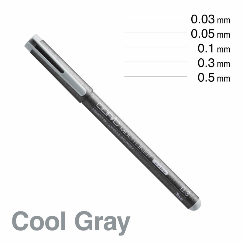 COPIC Feutre MULTILINER, 0,05 mm, cool grey