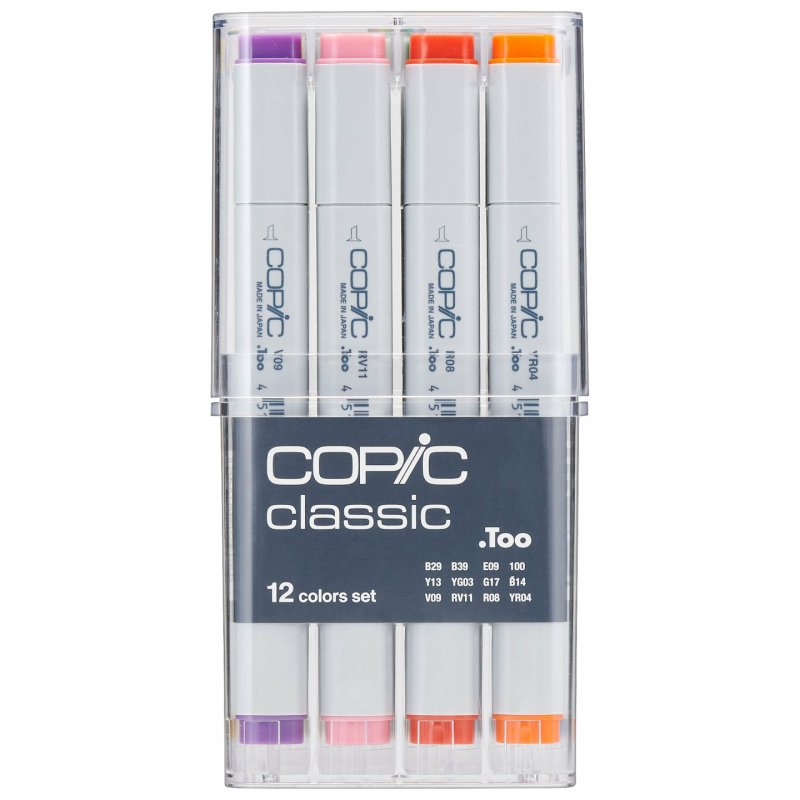COPIC Marqueur classic, kit de 12 pièces de base