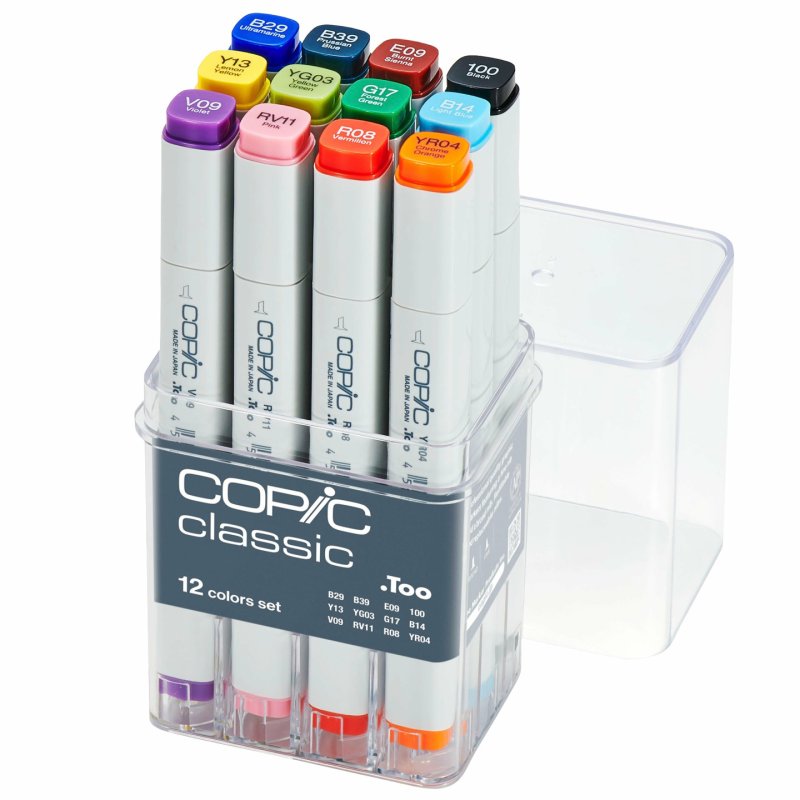 Copic Classic Basic marqueur 12 pièce(s) Pointe fine/biseautée Multicolore