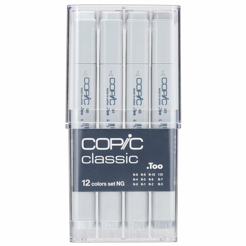 Copic Classic set Neutral Gray (NG), 12 pcs