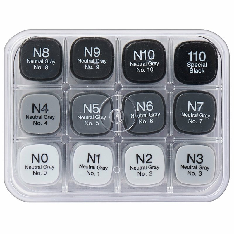 Copic Classic set Neutral Gray (NG), 12 pcs