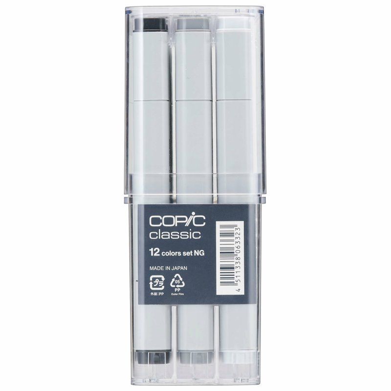 Copic Classic Neutral Gray marqueur 12 pièce(s) Pointe fine/biseautée Gris, Gris clair