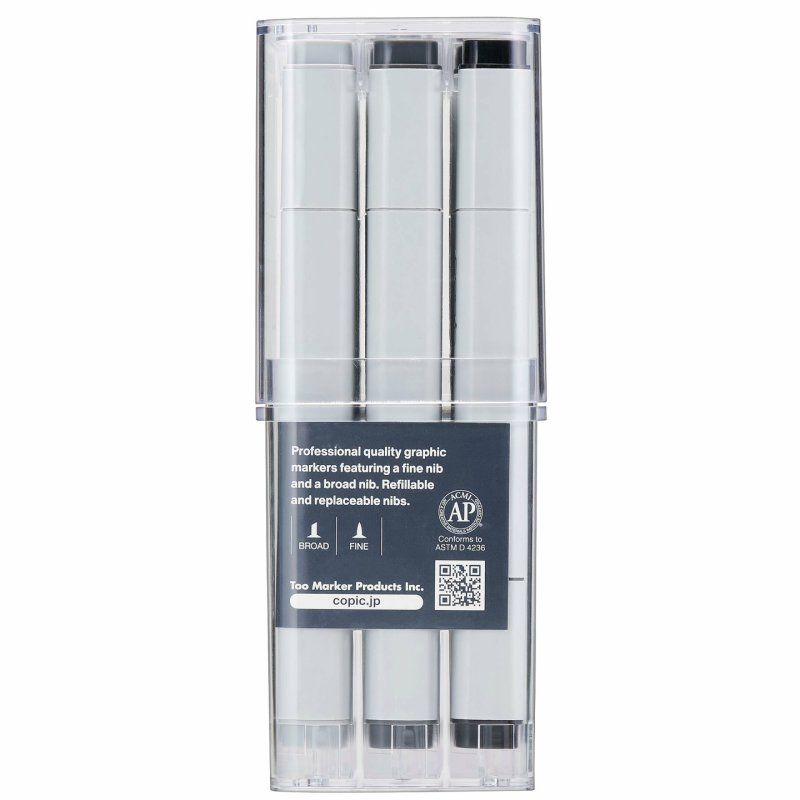 Copic Classic Neutral Gray marqueur 12 pièce(s) Pointe fine/biseautée Gris, Gris clair