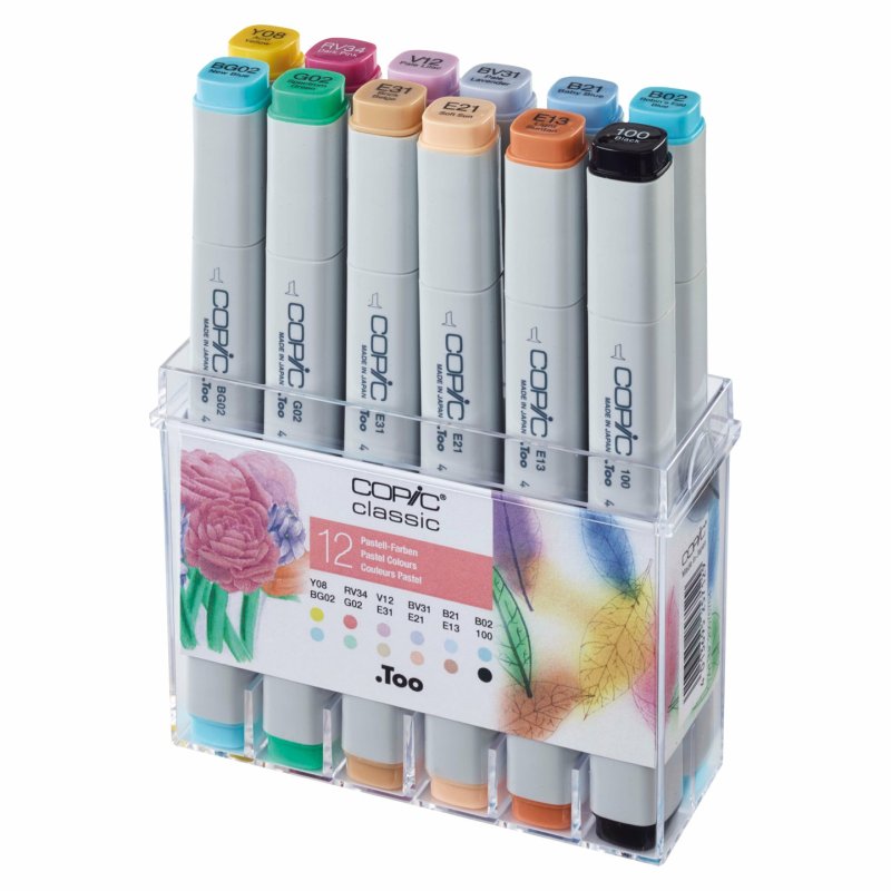 Copic Classic Pastel Colours marqueur 12 pièce(s) Pointe fine/biseautée Multicolore