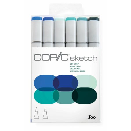 Copic Sketch Sea & Sky marqueur 6 pièce(s) Pointe de ciseau à bois/brosse Multicolore