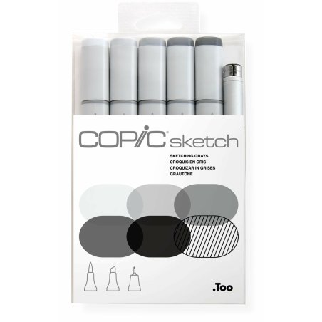 COPIC Marqueur sketch, kit de 6 "Sketching Grays"