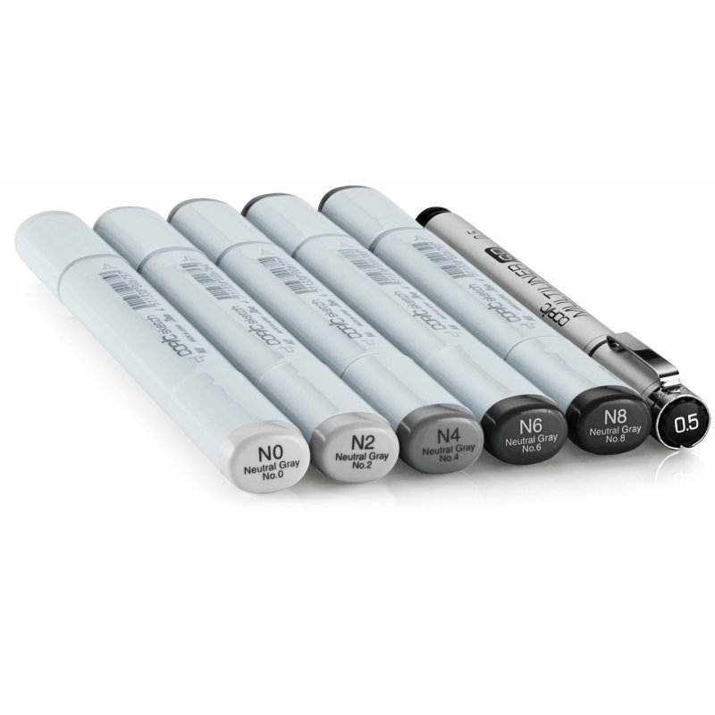 COPIC Marqueur sketch, kit de 6 "Sketching Grays"