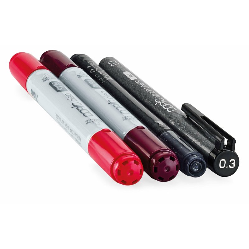 COPIC Marqueur ciao, kit de 4 "Doodle Pack Red"