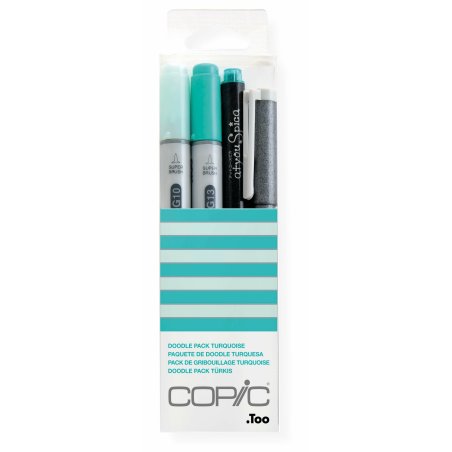 Copic Ciao Doodle Pack Turquoise marqueur 4 pièce(s) Pointe de ciseau à bois/brosse Gris, Turquoise